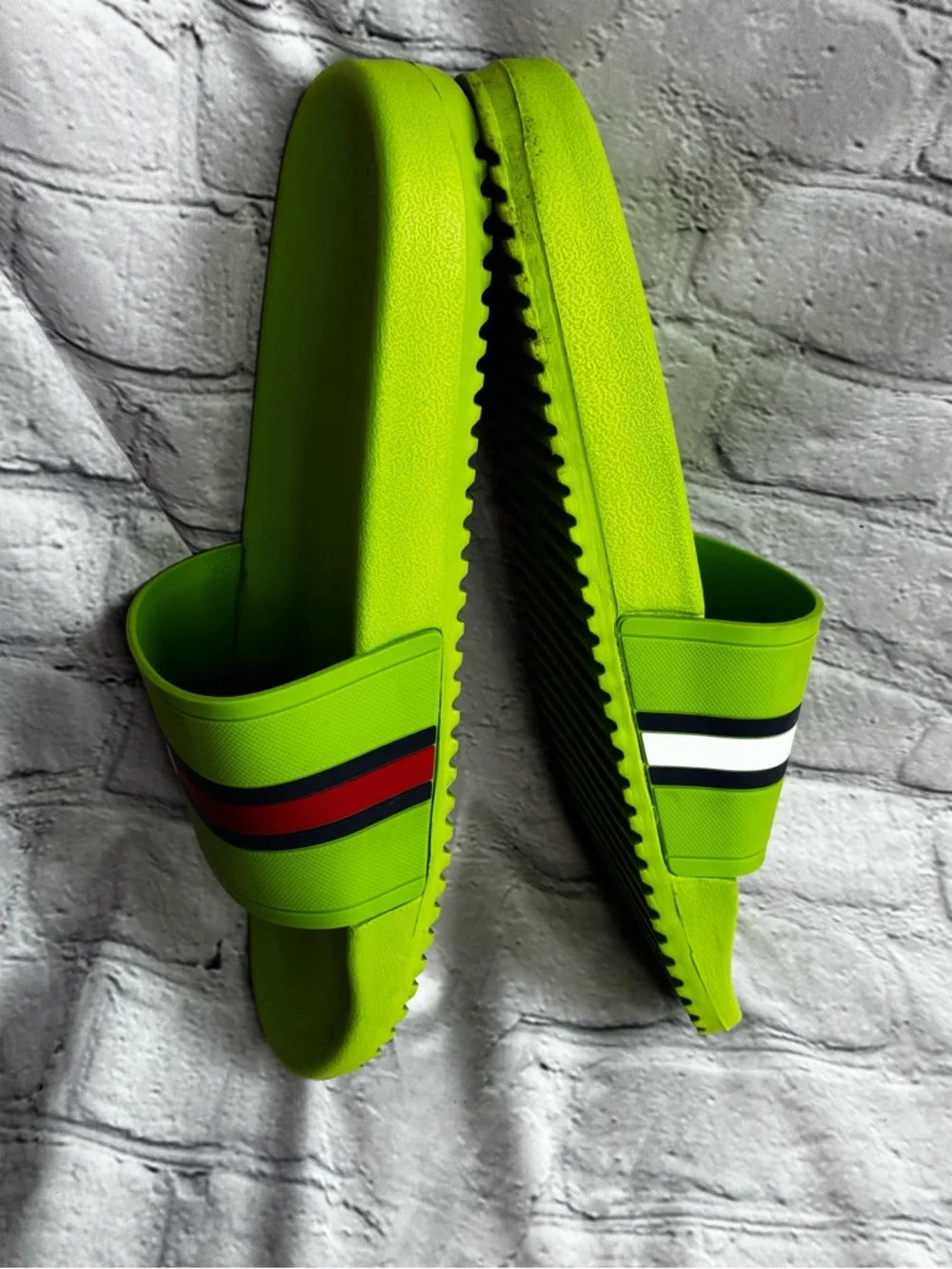 Tommy Hilfiger Men's Tmredder Green Summer Slide Sandal Pool Shoes Sz 13 GUC HTF
